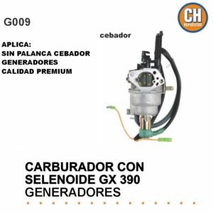 CARBURADOR CON SELENOIDE GX390 Con palanca cebador