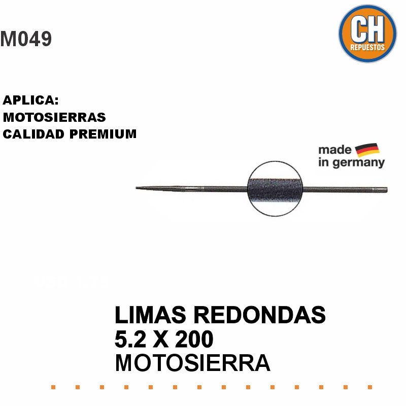 Limas para Motosierras 5.2x200. Pack x 6