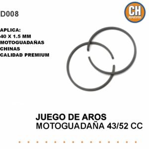 AROS DE PISTON DESMALEZADORA 43CC 40X1,5 MM